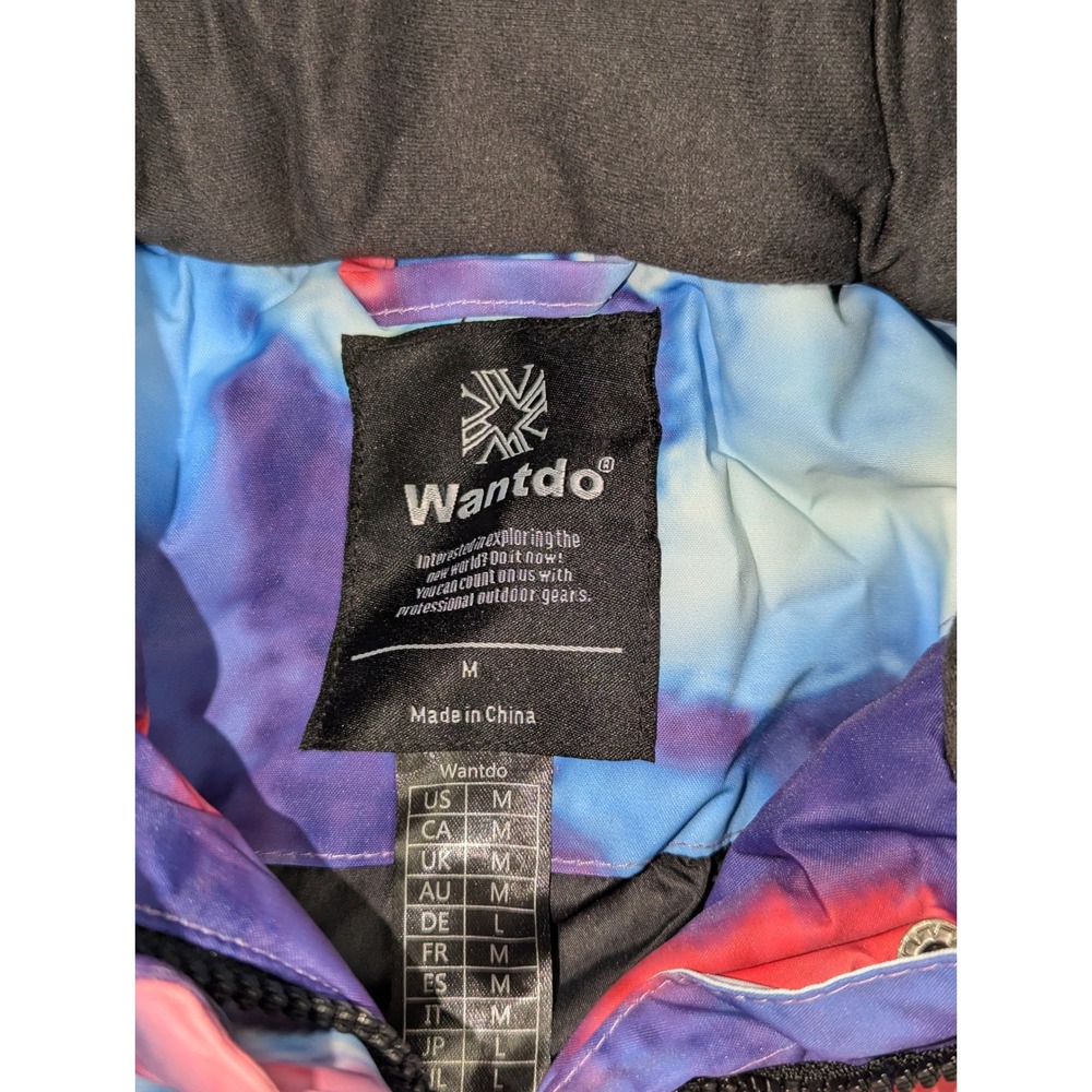 Wantdo Womens Mountain Ski Jacket Blue Pink Cloud Print Waterproof Hooded Size M - Picture 2 of 8